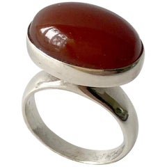 Rare Nanna Ditzel for Georg Jensen Sterling Silver Carnelian Danish Modern Ring