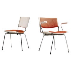 Rare paire de chaises 'Badminton' de Nanna & Jørgen Ditzel en tissu rose saumoné