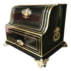 Rare Napoleon III Baccarat Crystal Liquor Boulle Cellar Cabinet, France