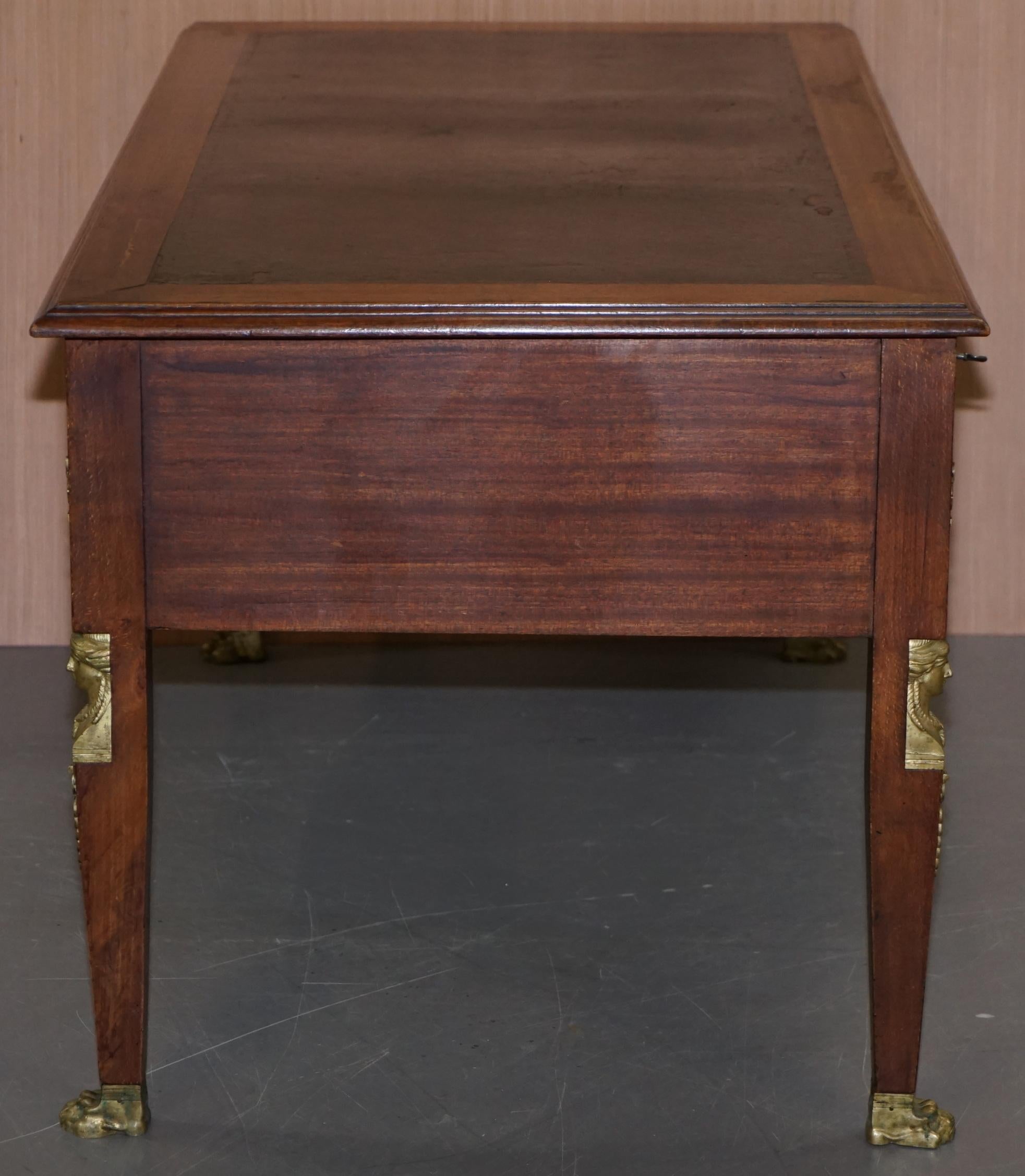 Rare Napoleon III French Empire Bureau De Plat Gilt Bronze Writing Table Desk For Sale 6