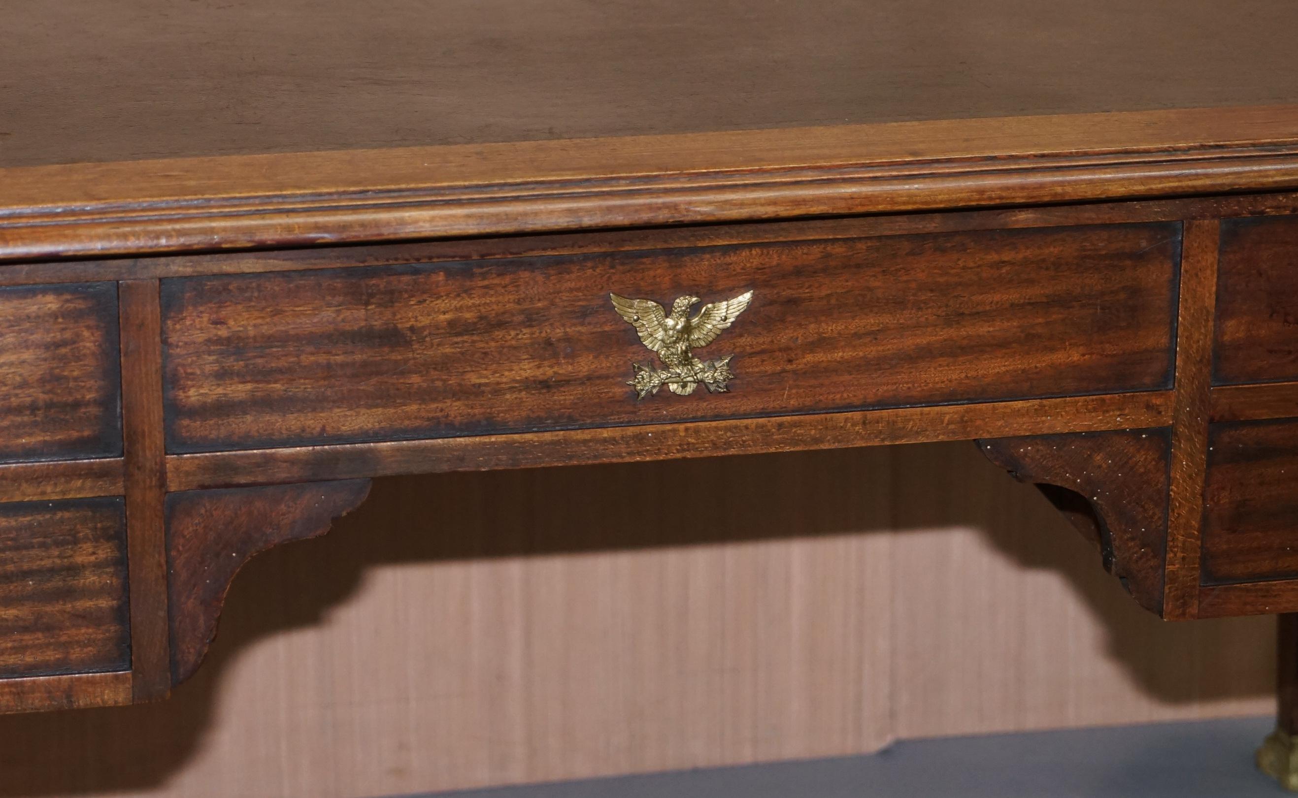 Rare Napoleon III French Empire Bureau De Plat Gilt Bronze Writing Table Desk For Sale 9