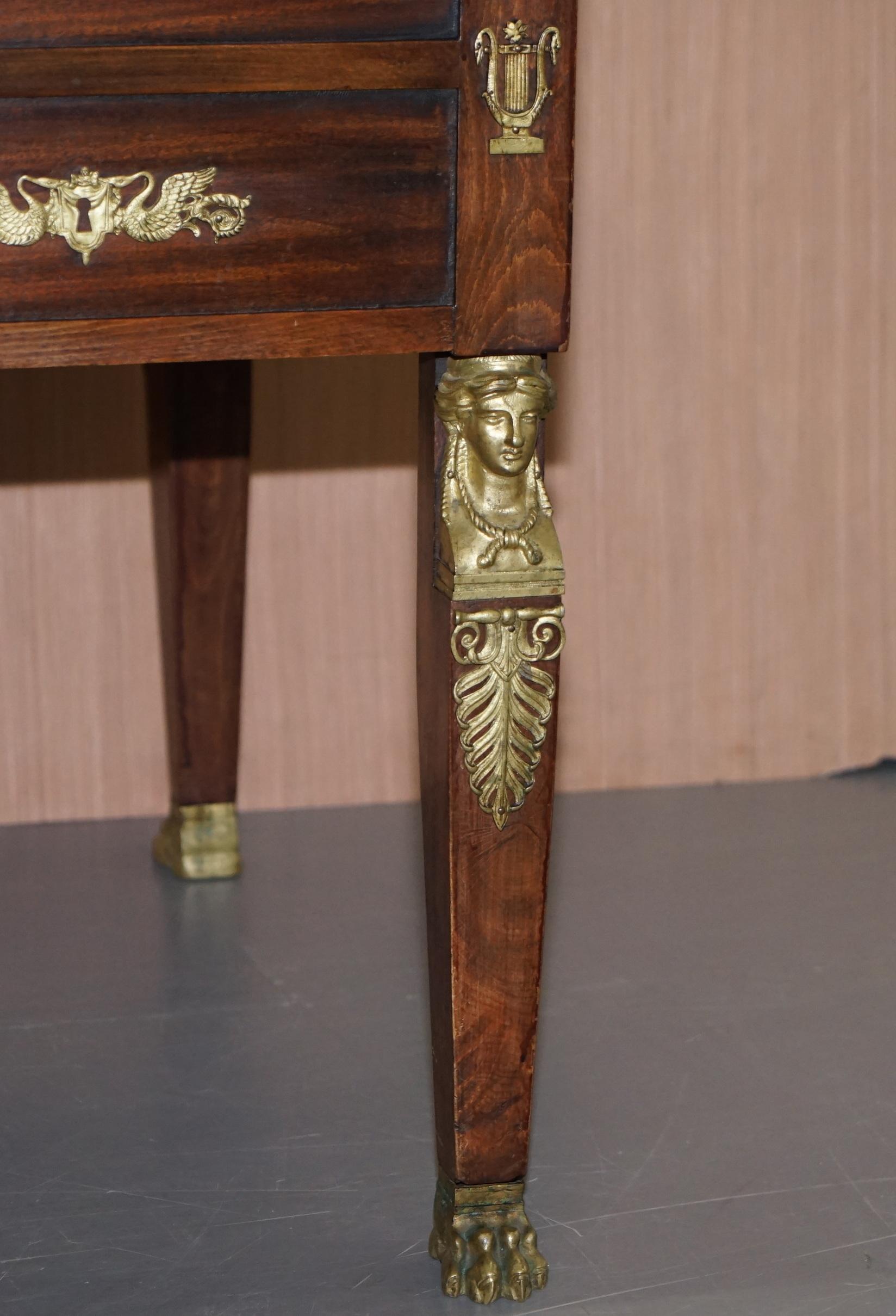 Rare Napoleon III French Empire Bureau De Plat Gilt Bronze Writing Table Desk For Sale 11