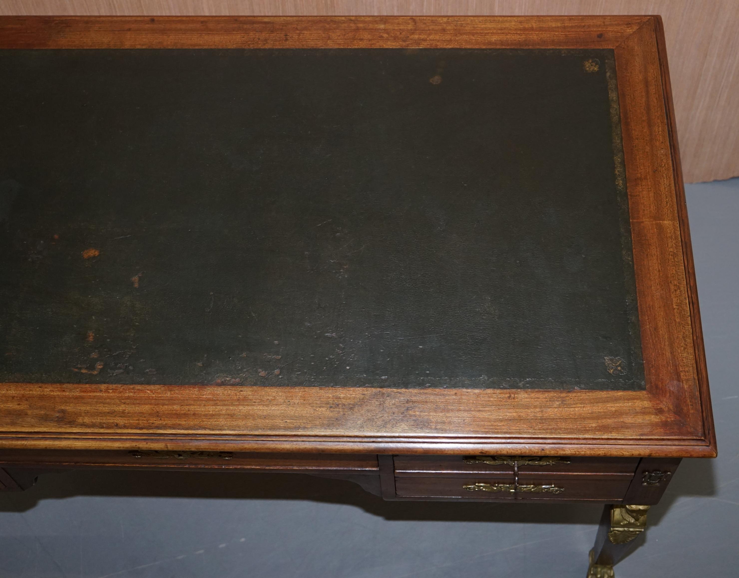 19th Century Rare Napoleon III French Empire Bureau De Plat Gilt Bronze Writing Table Desk For Sale