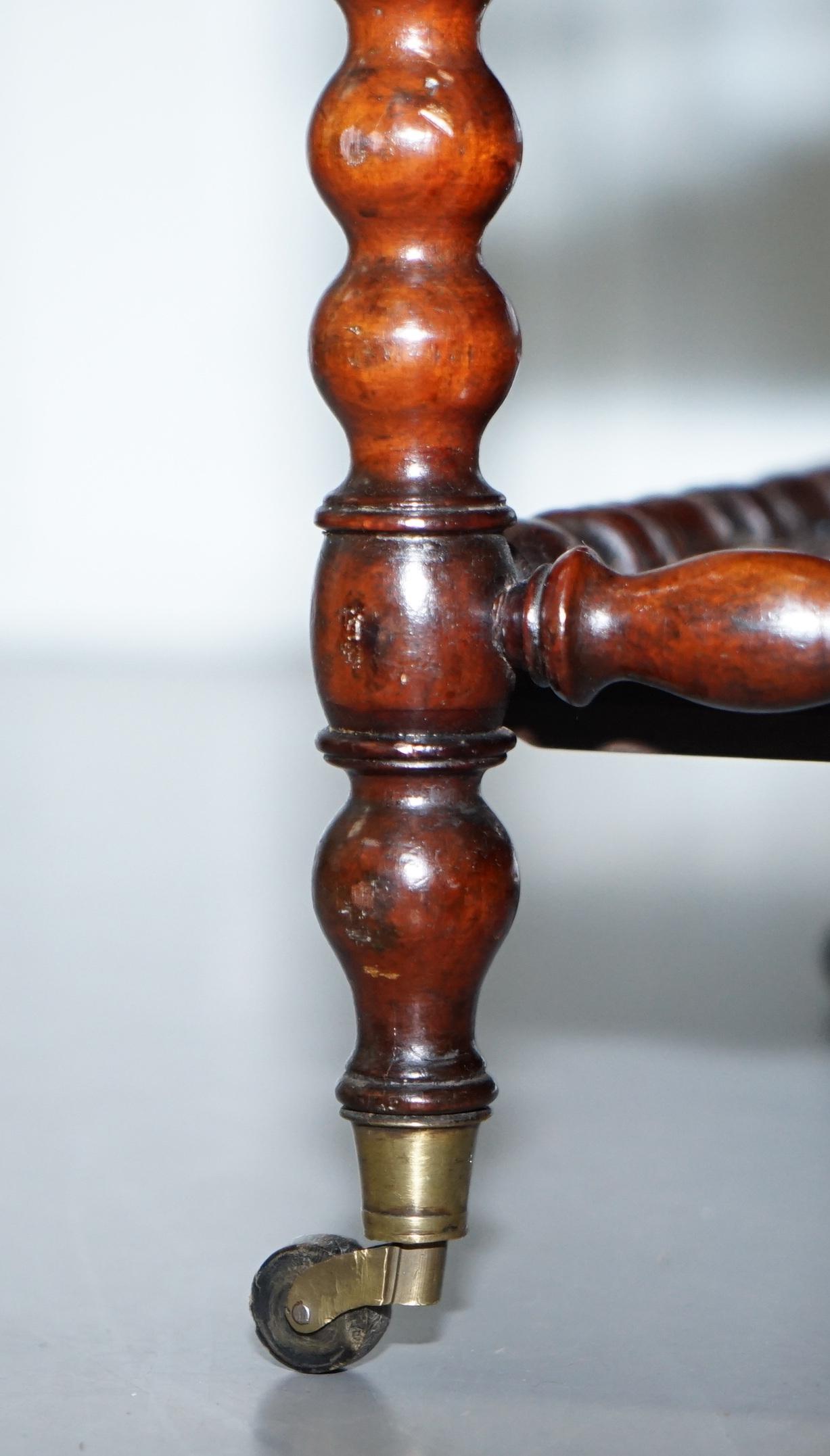 Rare Napoleon III Fruitwood Four Division Canterbury with Bobbin Turned Frame For Sale 1