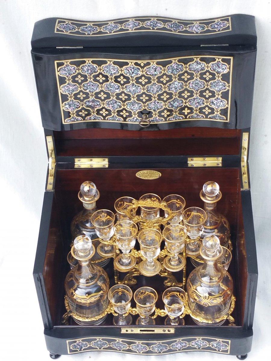 Bronze Rare Napoleon III Liquor Cellar Cabinet in Boulle Marquetry France 19th Century