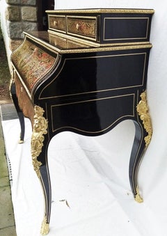 Rare Napoleon III Marquetry Secretary Desk Cabinet, France, 1860