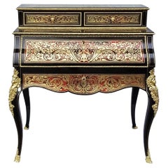 Rare Napoleon III Marquetry Secretary Desk Cabinet, France, 1860