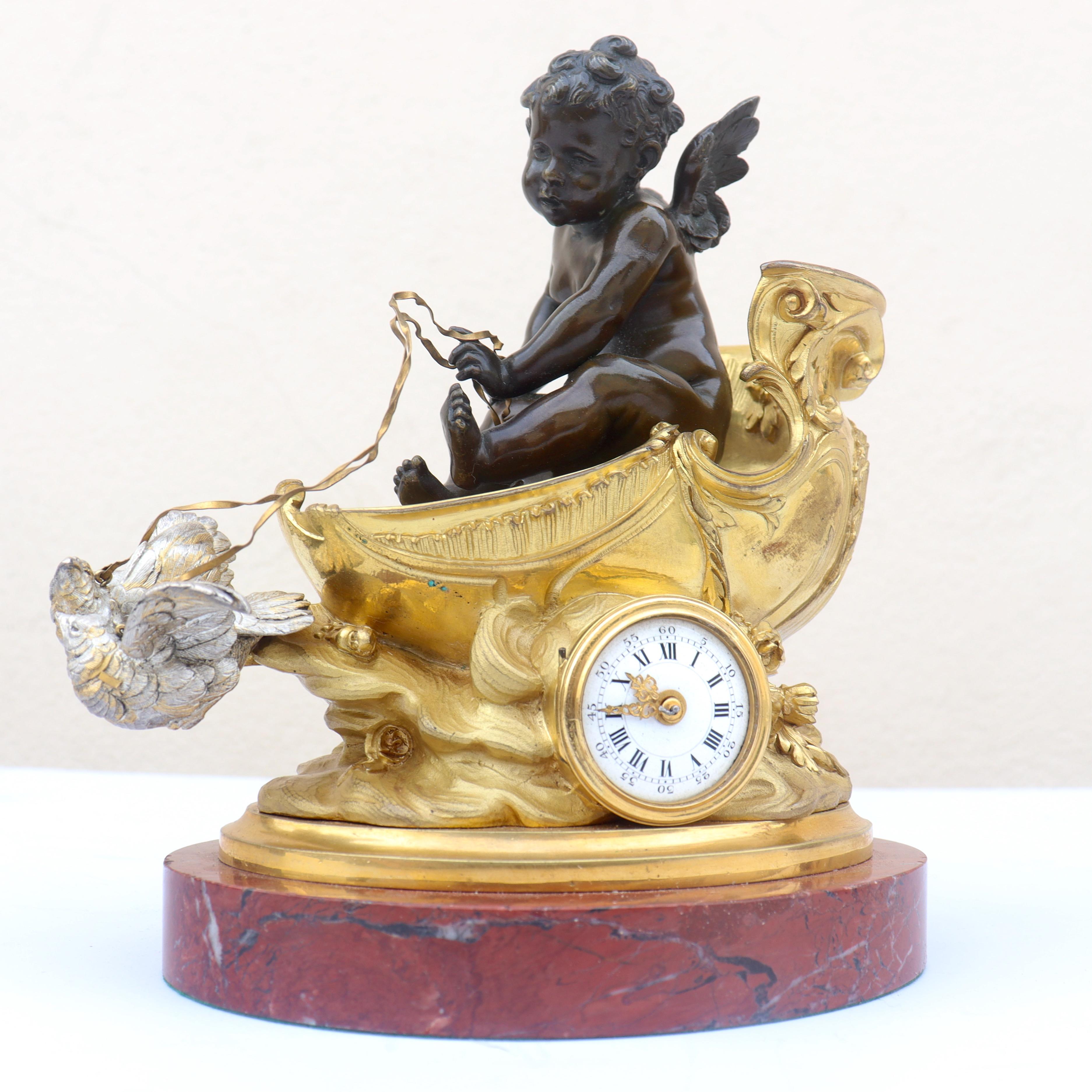 Rare Napoléon III Three Pieces Clock Set by Auguste Moreau In Good Condition In Saint-Ouen, FR