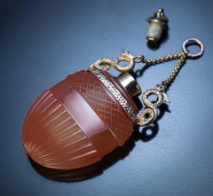 Rare Napoleonic Era Antique Carnelian Gold Perfume Bottle Pendant