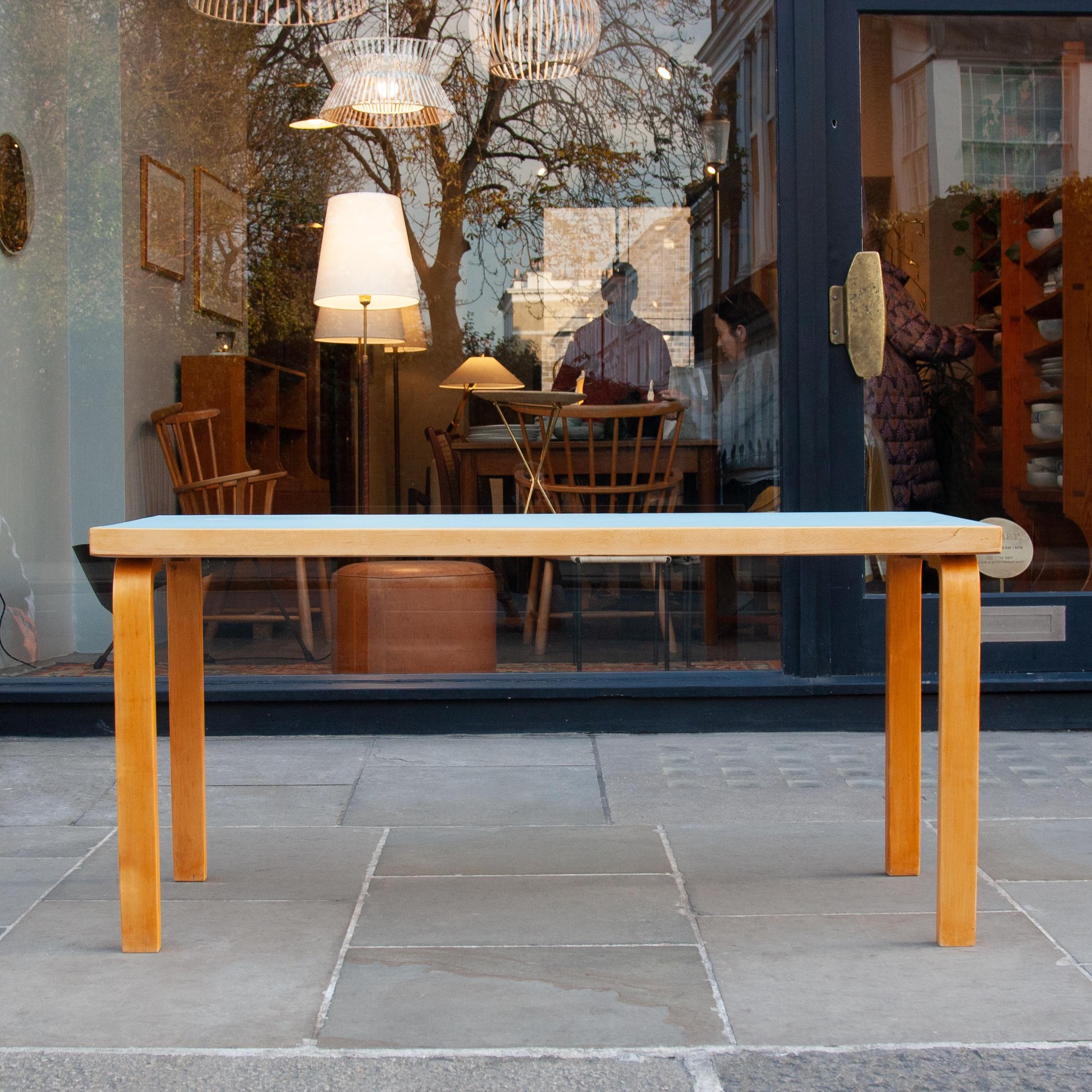 Rare Narrow Alvar Aalto Table with Lino Top 5
