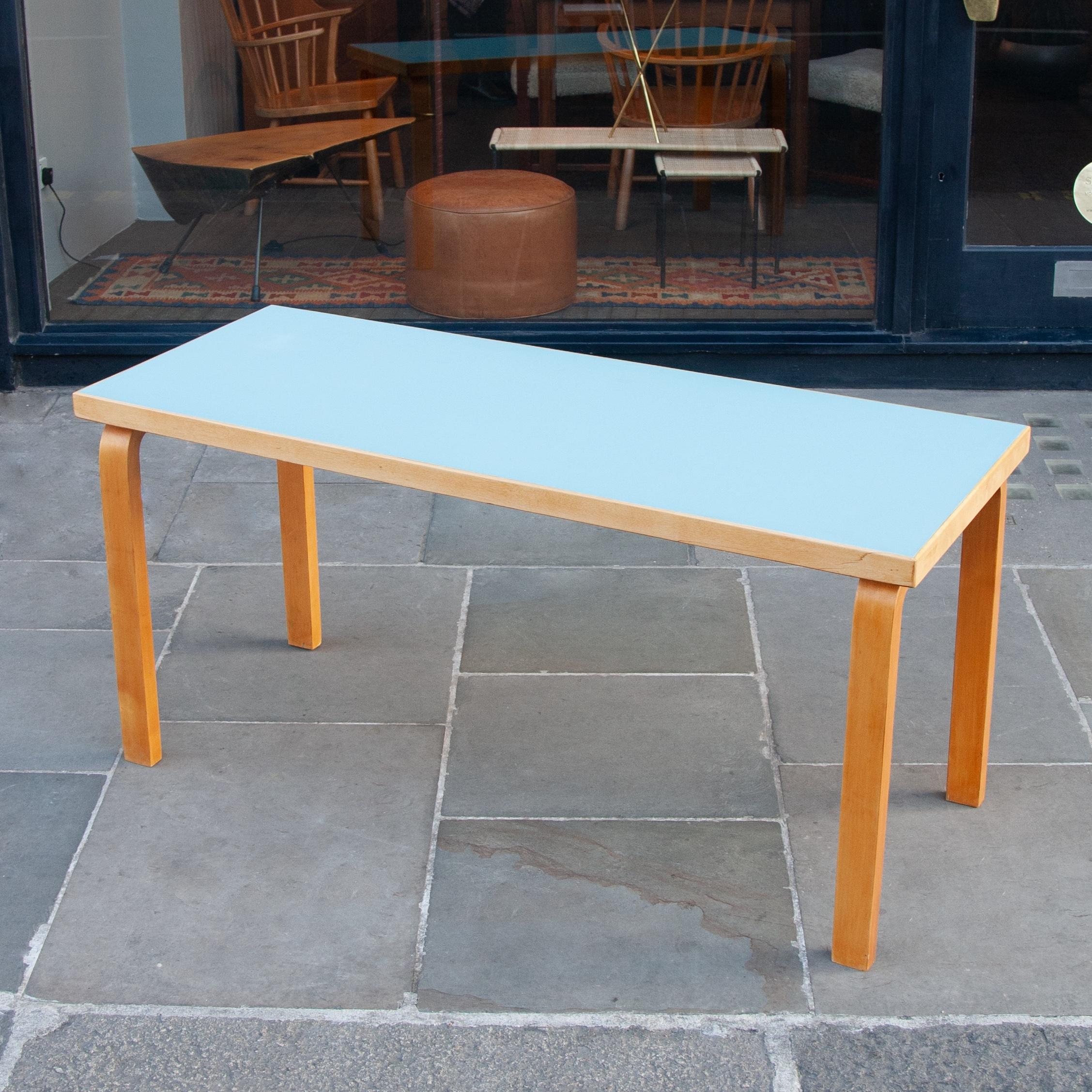 Scandinavian Modern Rare Narrow Alvar Aalto Table with Lino Top