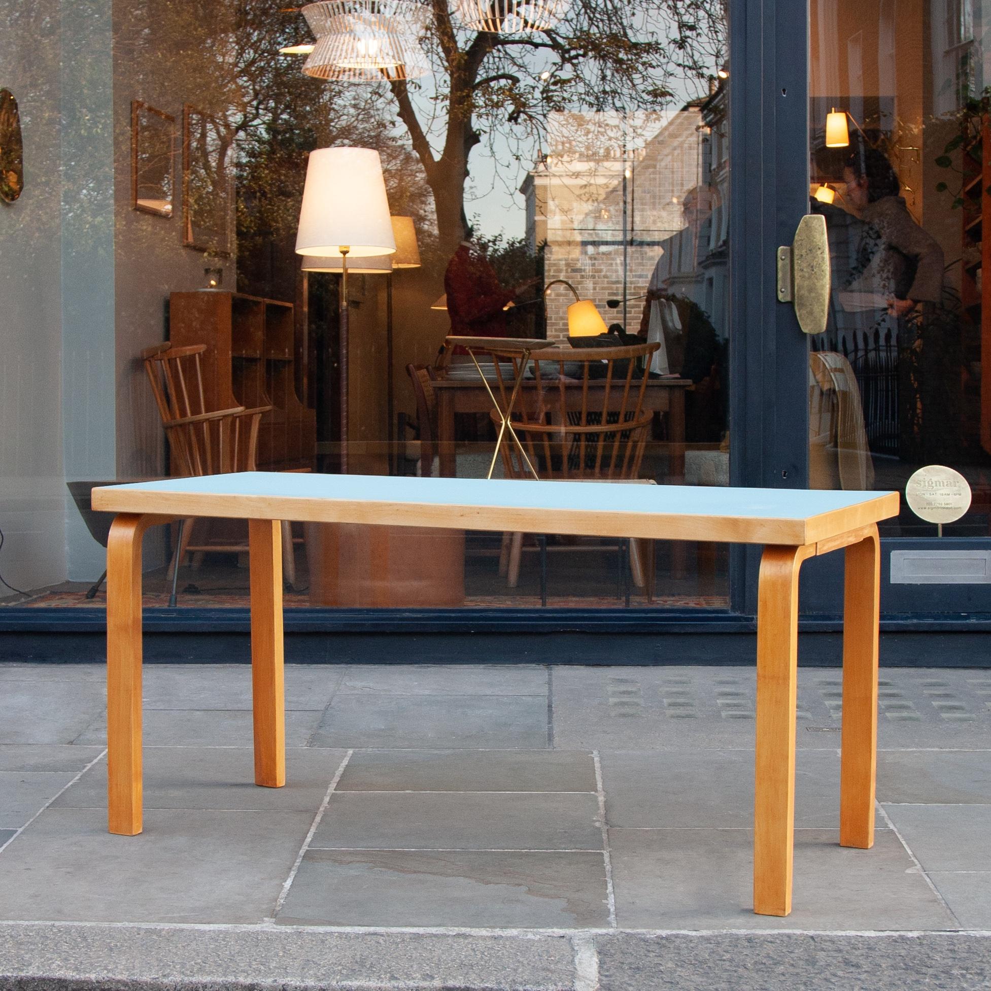 Plastic Rare Narrow Alvar Aalto Table with Lino Top