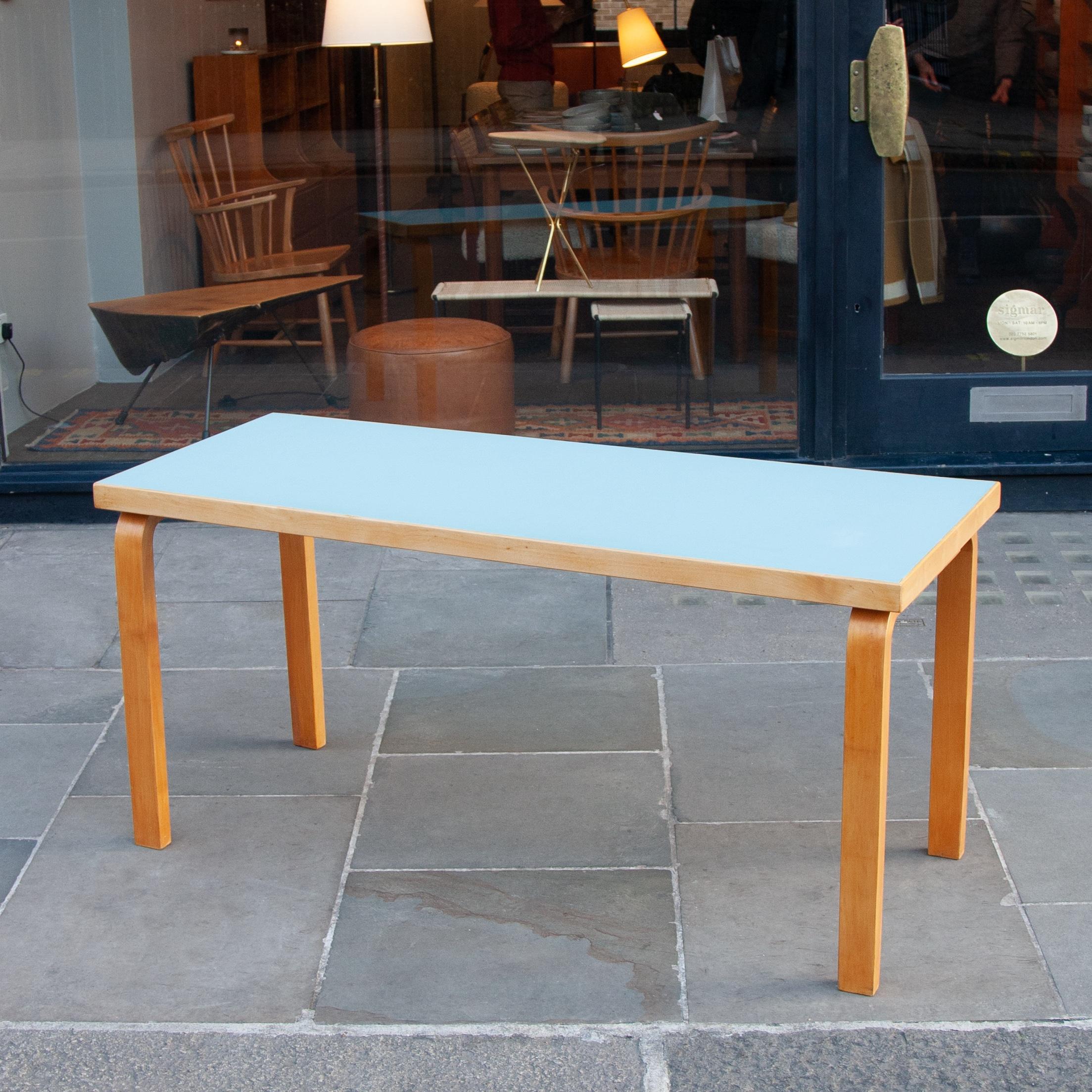 Rare Narrow Alvar Aalto Table with Lino Top 1