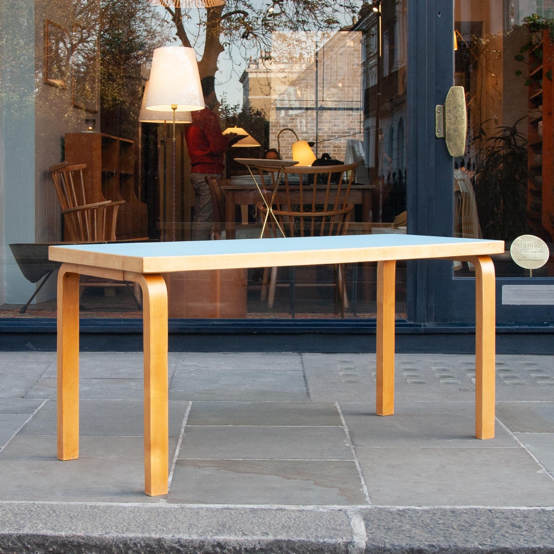 Rare Narrow Alvar Aalto Table with Lino Top 2