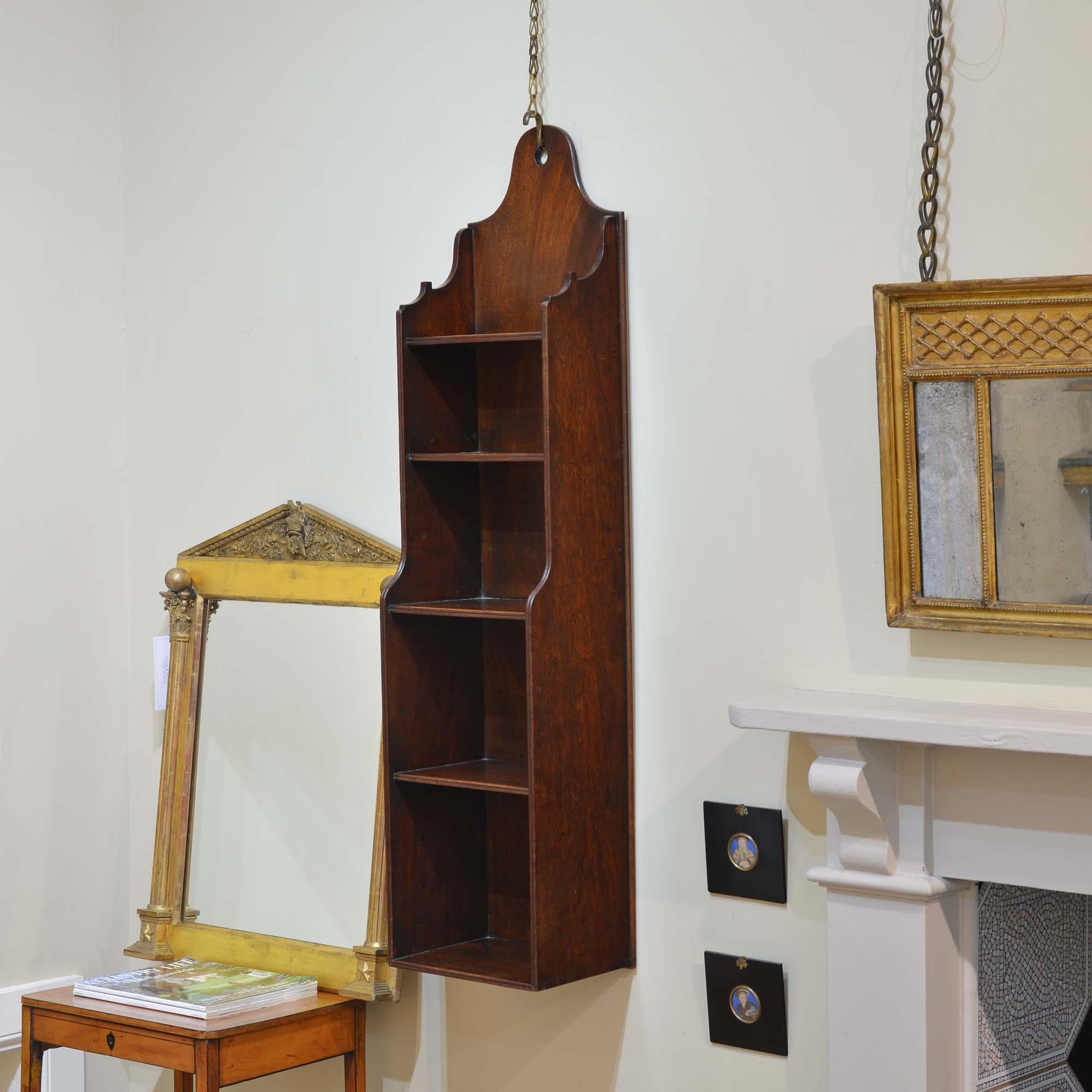 English Rare Narrow Georgian mahogany waterfall shelves For Sale