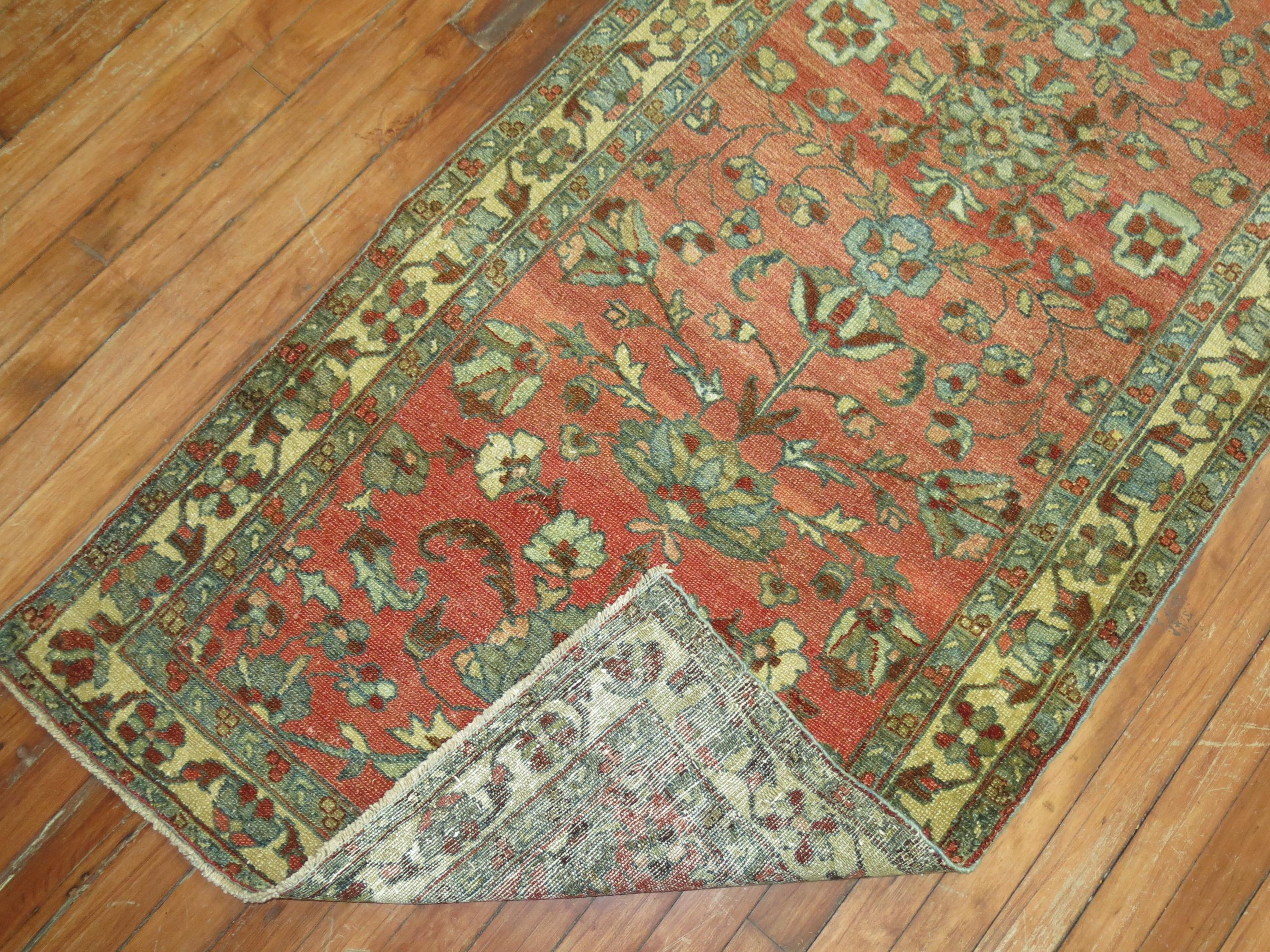 Rare Narrow Long Antique Soft Red Persian Malayer Runner In Good Condition For Sale In New York, NY