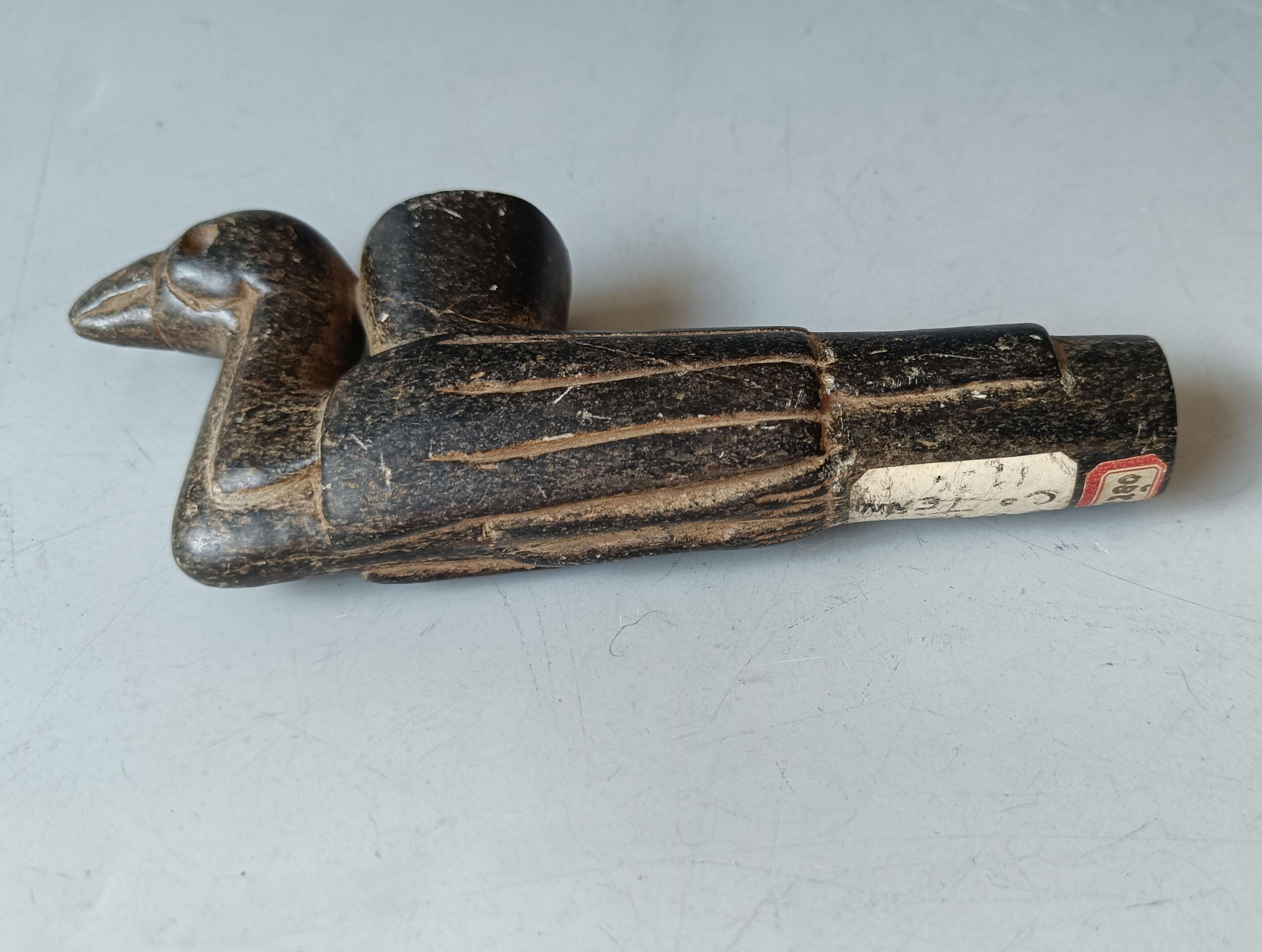 18th Century and Earlier Rare Native American  Mississippian stone effigy pipe