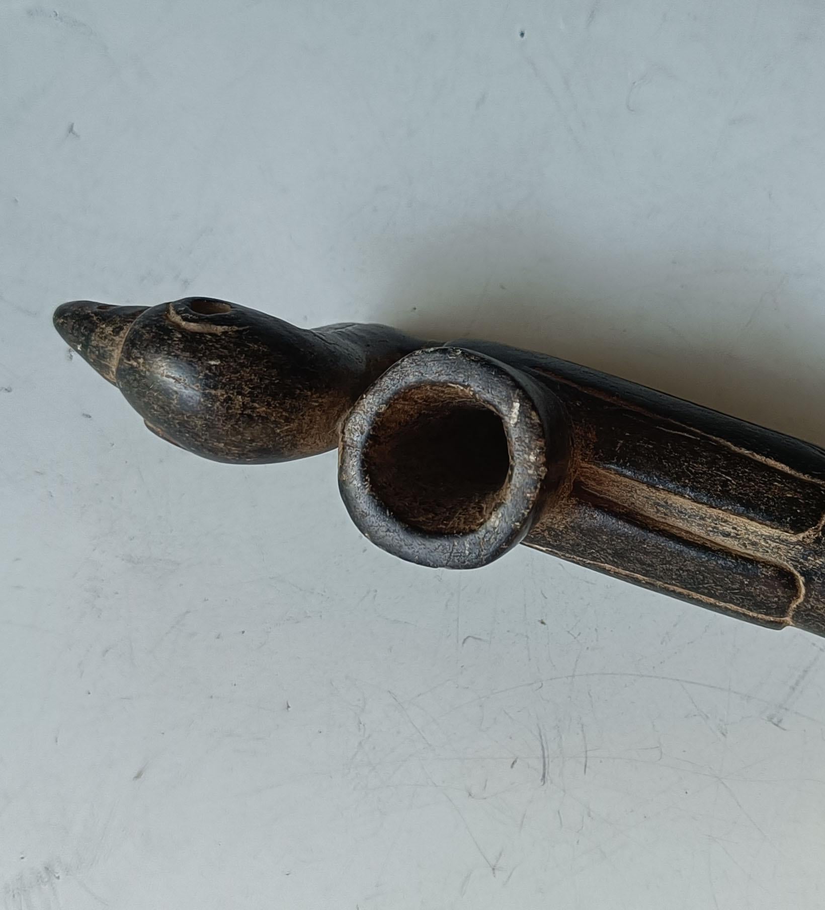 Stone Rare Native American  Mississippian stone effigy pipe