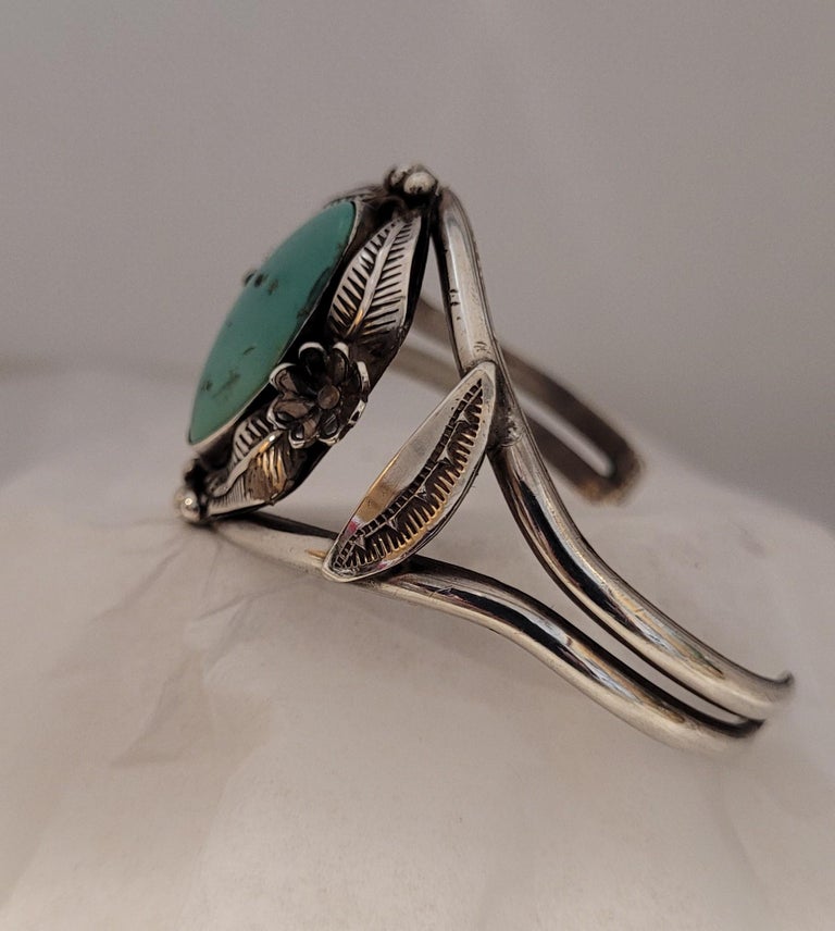 Native American Frank Atencio Vintage Santo Domingo Turquoise Sterling Silver Bracelet Native American Frank Atencio Vintage Santo Domingo Turquoise Sterling Silver Bracelet