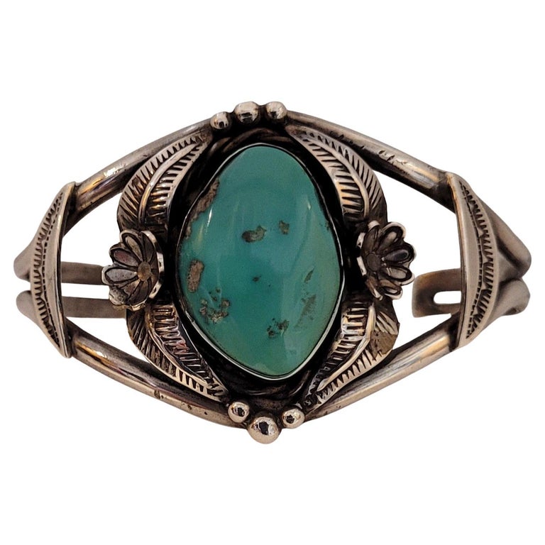Native American Frank Atencio Vintage Santo Domingo Turquoise Sterling Silver Bracelet Native American Frank Atencio Vintage Santo Domingo Turquoise Sterling Silver Bracelet