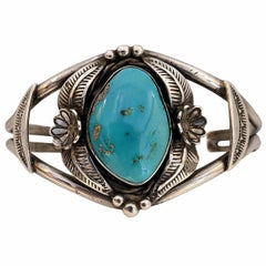 Rare Native Kewa Santo Domingo Turquoise Silver Cuff - Artist Frank Atencio 20gr