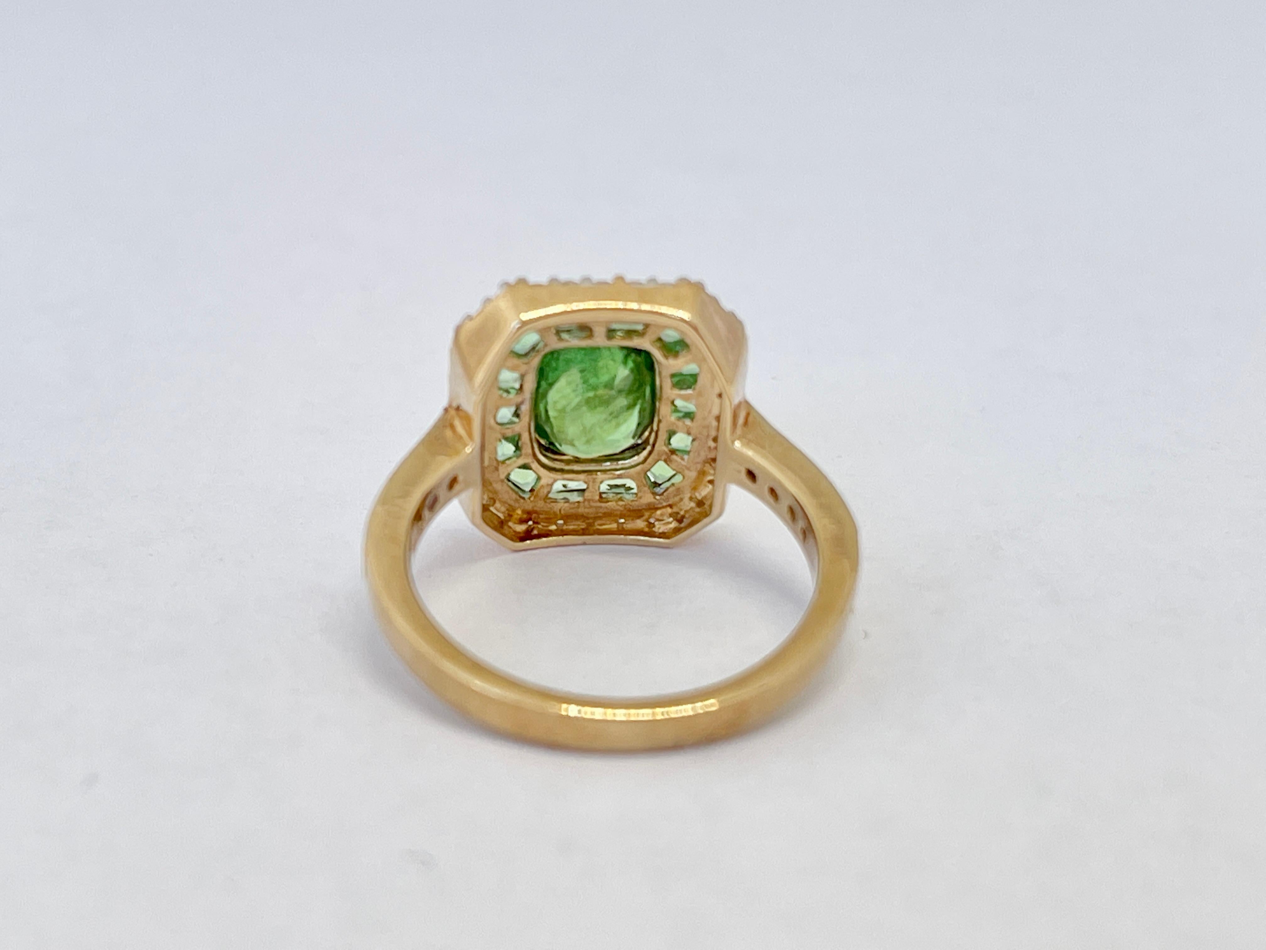 Rare Natural 1ct Carat Tsavorite Garnet Diamond Ring Art Deco Style 9ct Gold For Sale 5