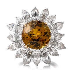 Rare Natural Alexandrite 11.70 Carat GIA Diamond Platinum Cocktail Cluster Ring