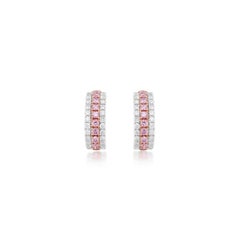 Pendientes Raros de Diamante Rosa Argyle Natural y Diamante Blanco
