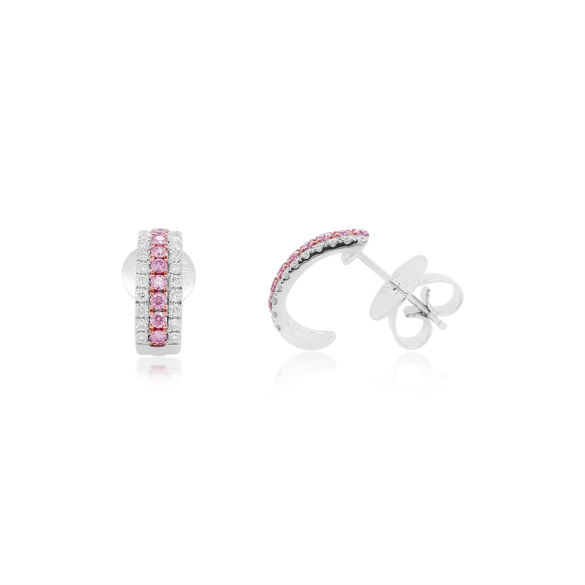 Pendientes Raros de Diamante Rosa Argyle Natural y Diamante Blanco Corte redondo en venta