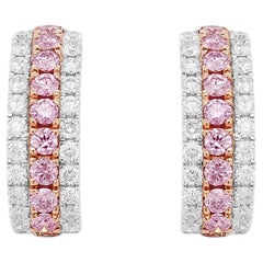 Seltener natürlicher Pink Diamond und weißer Diamant Ohrstecker aus Argyle