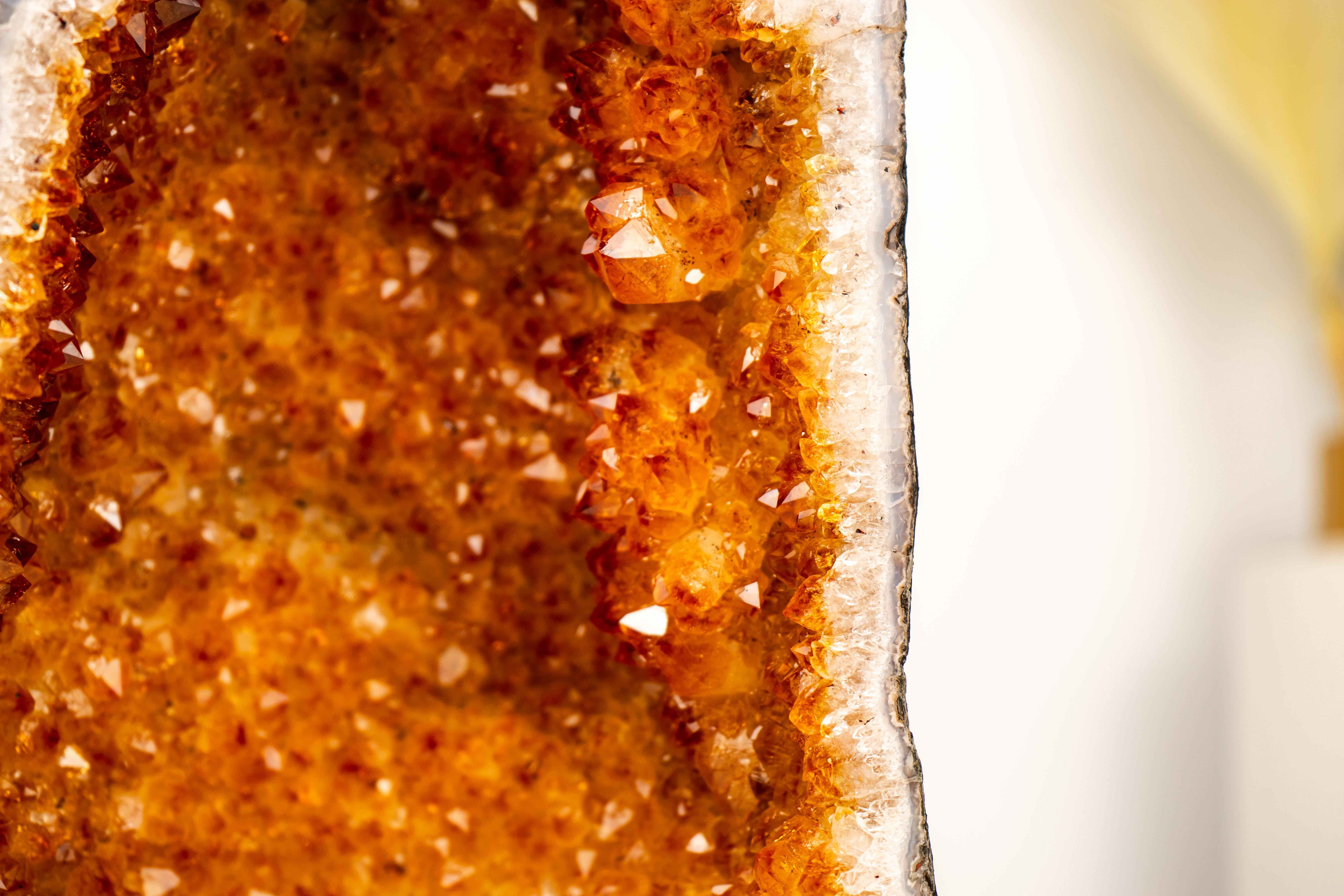 Rare Natural Citrine Geode Cathedral with Sparkly Orange Crystals In New Condition For Sale In Ametista Do Sul, BR