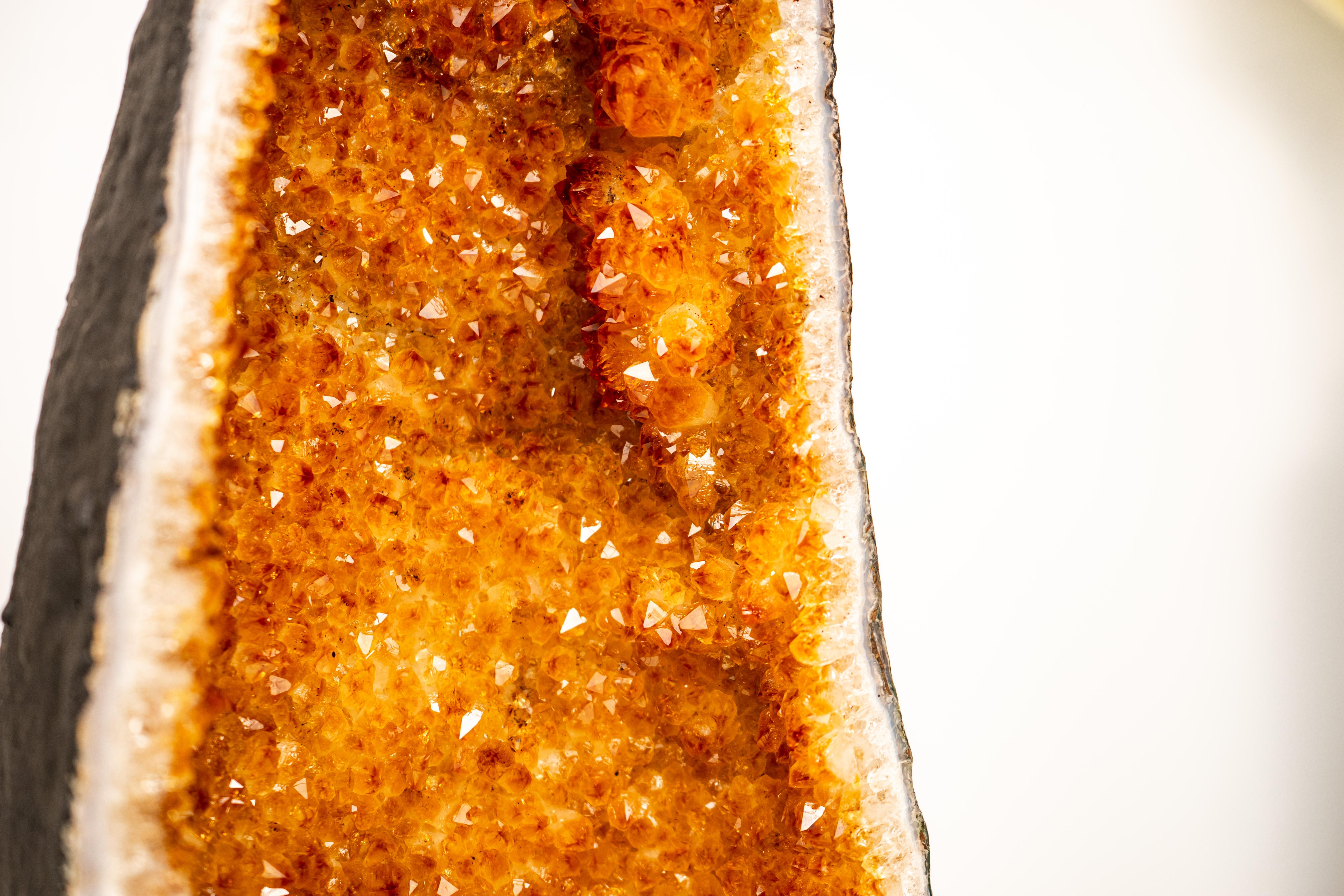 Rare Natural Citrine Geode Cathedral with Sparkly Orange Crystals For Sale 2