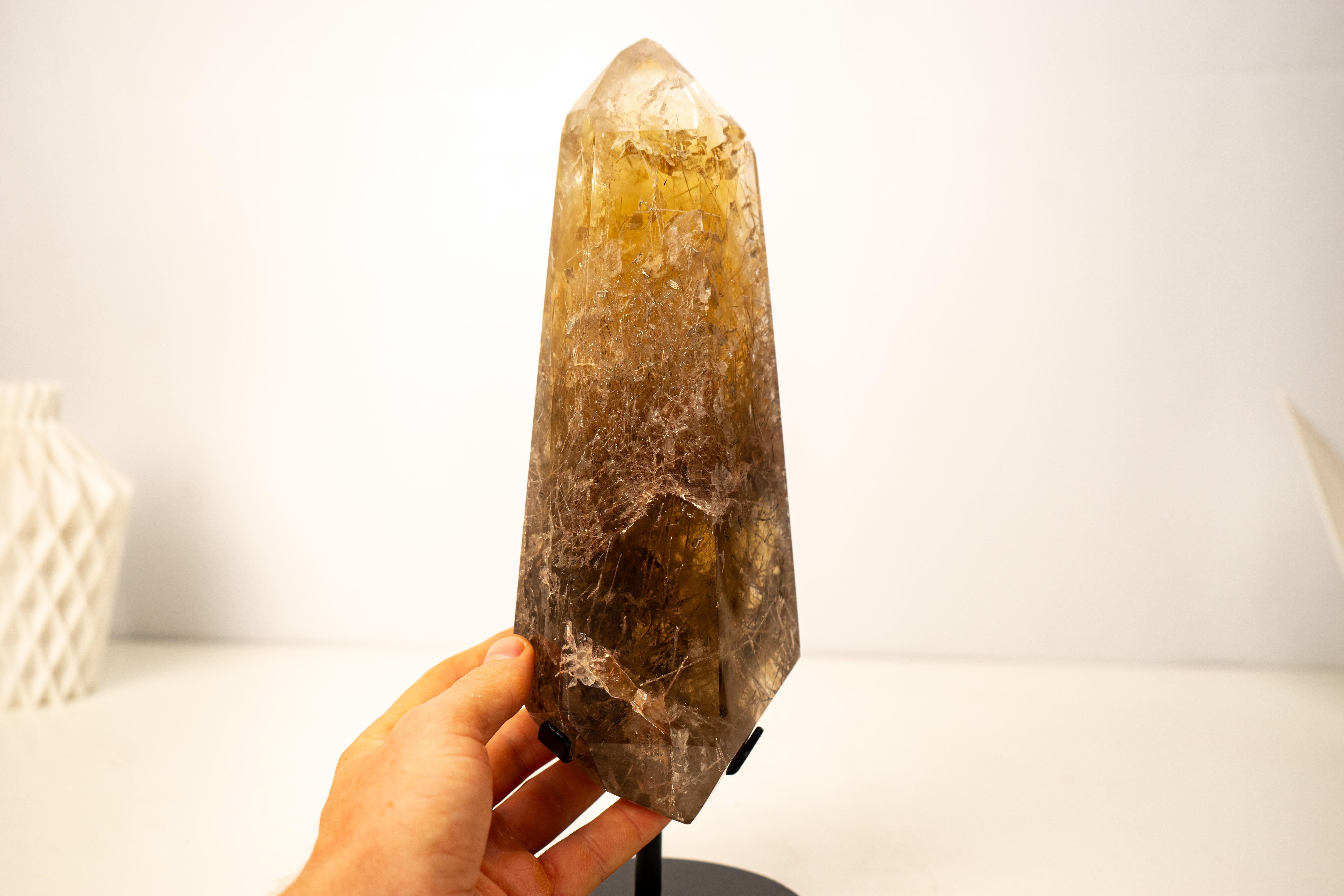Raro Citrino Natural con Rutilo Torre Obelisco en venta 2