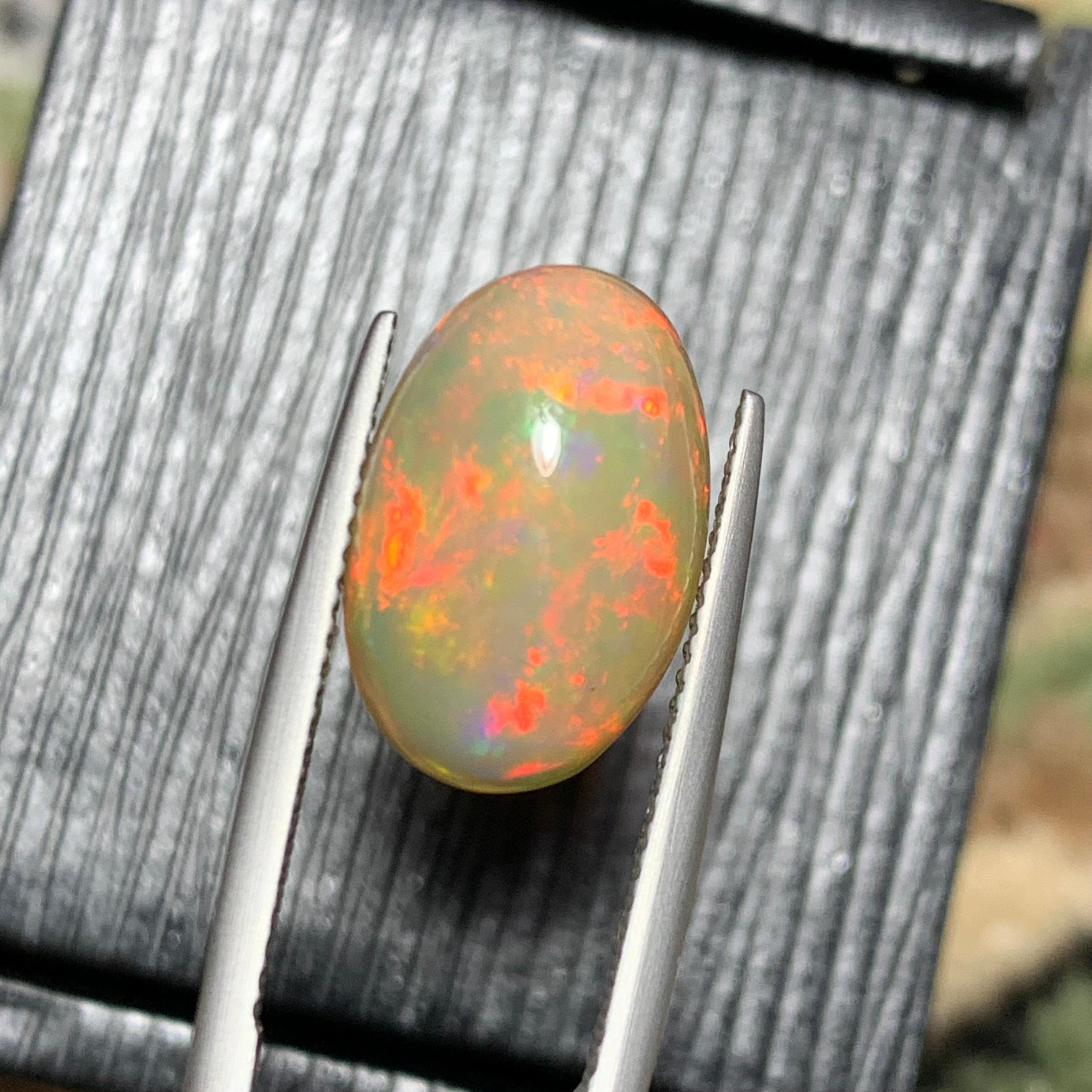 Rare Natural Fire Opal Oval Shape with play of colors, 6 Ct-Ethiopia  6