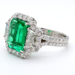 EstatebyJR 4,5ct Smaragd-Schliff Smaragd Ring mit 2,49ct Diamant Halo