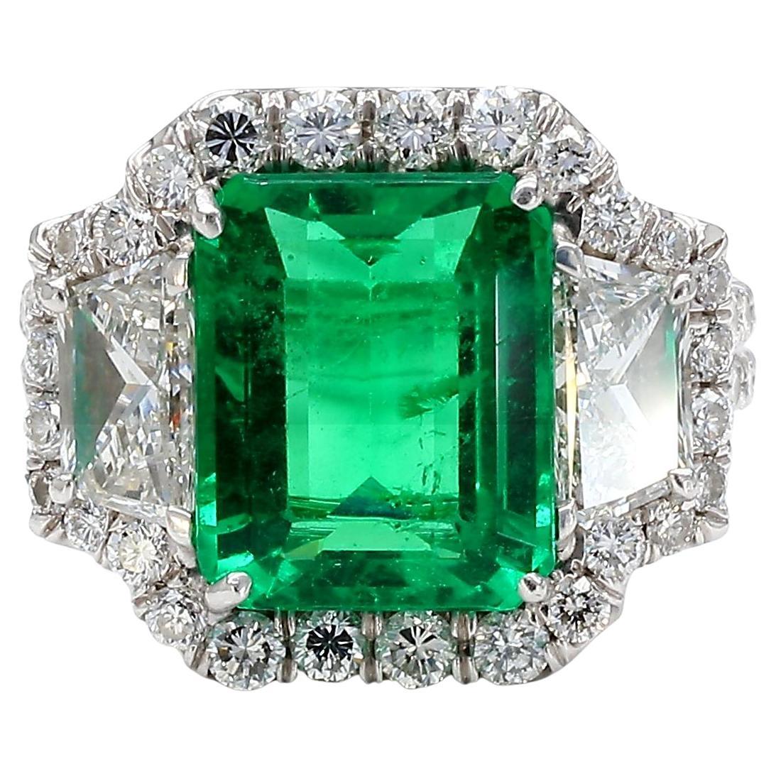 Seltener natürlicher grüner Smaragd-Cocktailring mit GIA-Zertifikat