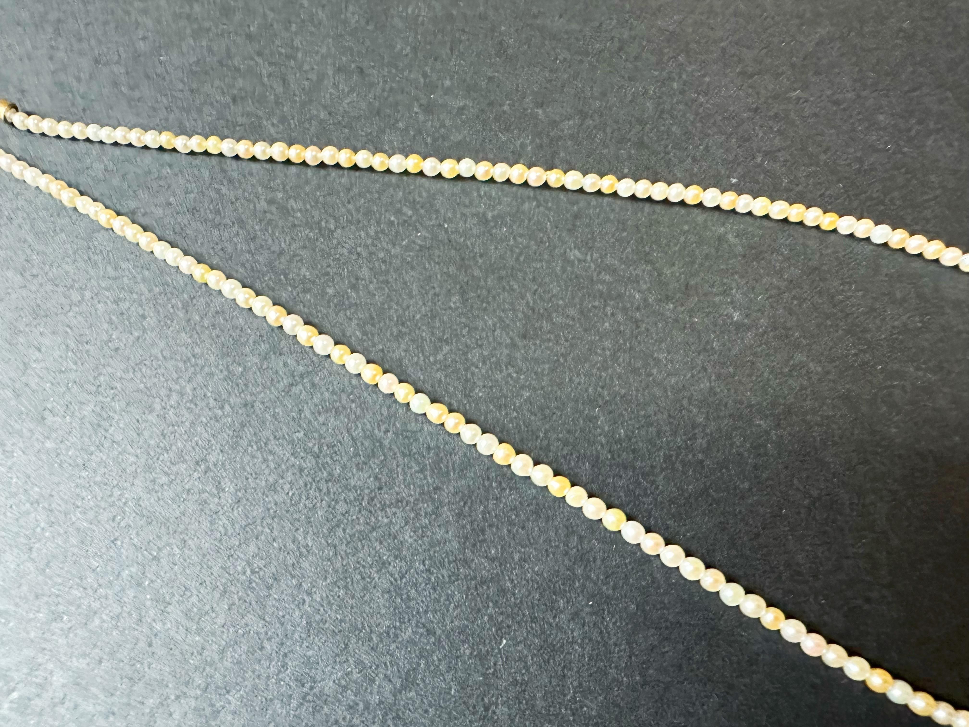 Women's or Men's Rare Natural Japan White Golden Yellow Sea Water Baby Akoya Pearl Necklace For Sale