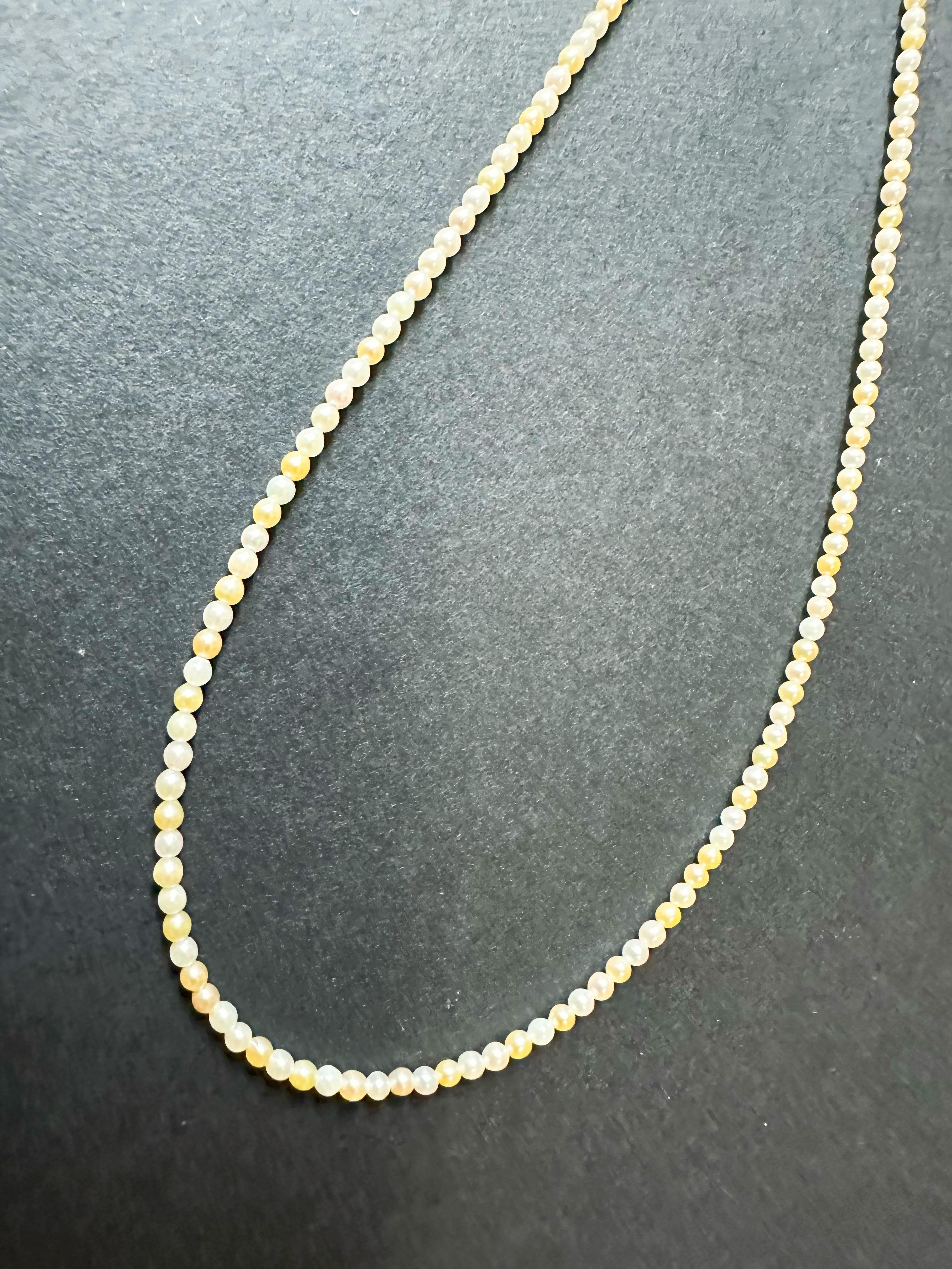Rare Natural Japan White Golden Yellow Sea Water Baby Akoya Pearl Necklace For Sale 1