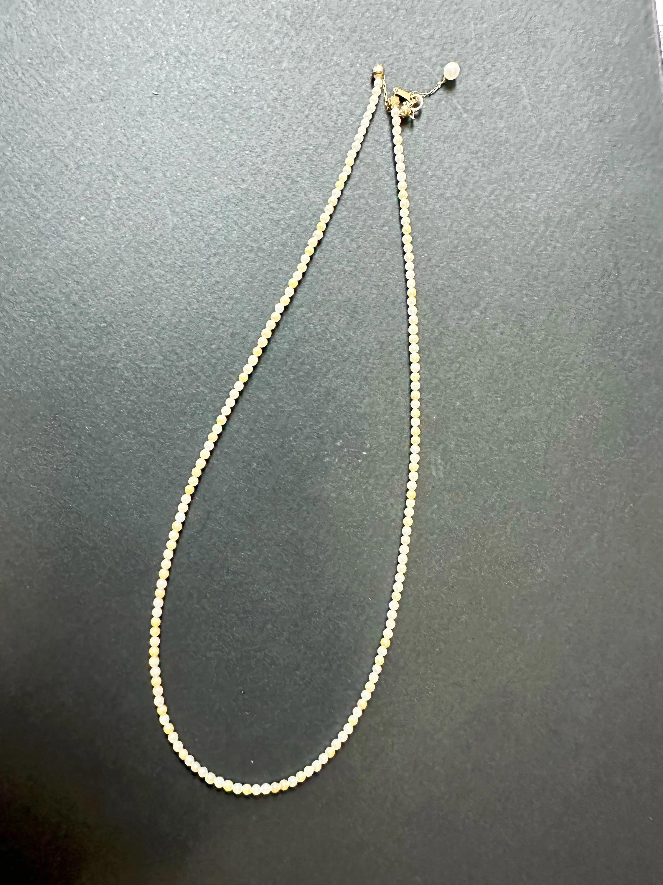 Rare Natural Japan White Golden Yellow Sea Water Baby Akoya Pearl Necklace For Sale 3