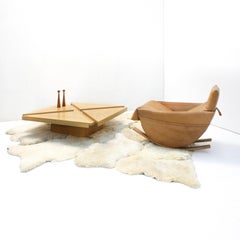 Rare Natural Leather Brutalist Rocking Chair from de Sede, Switzerland, 1970s