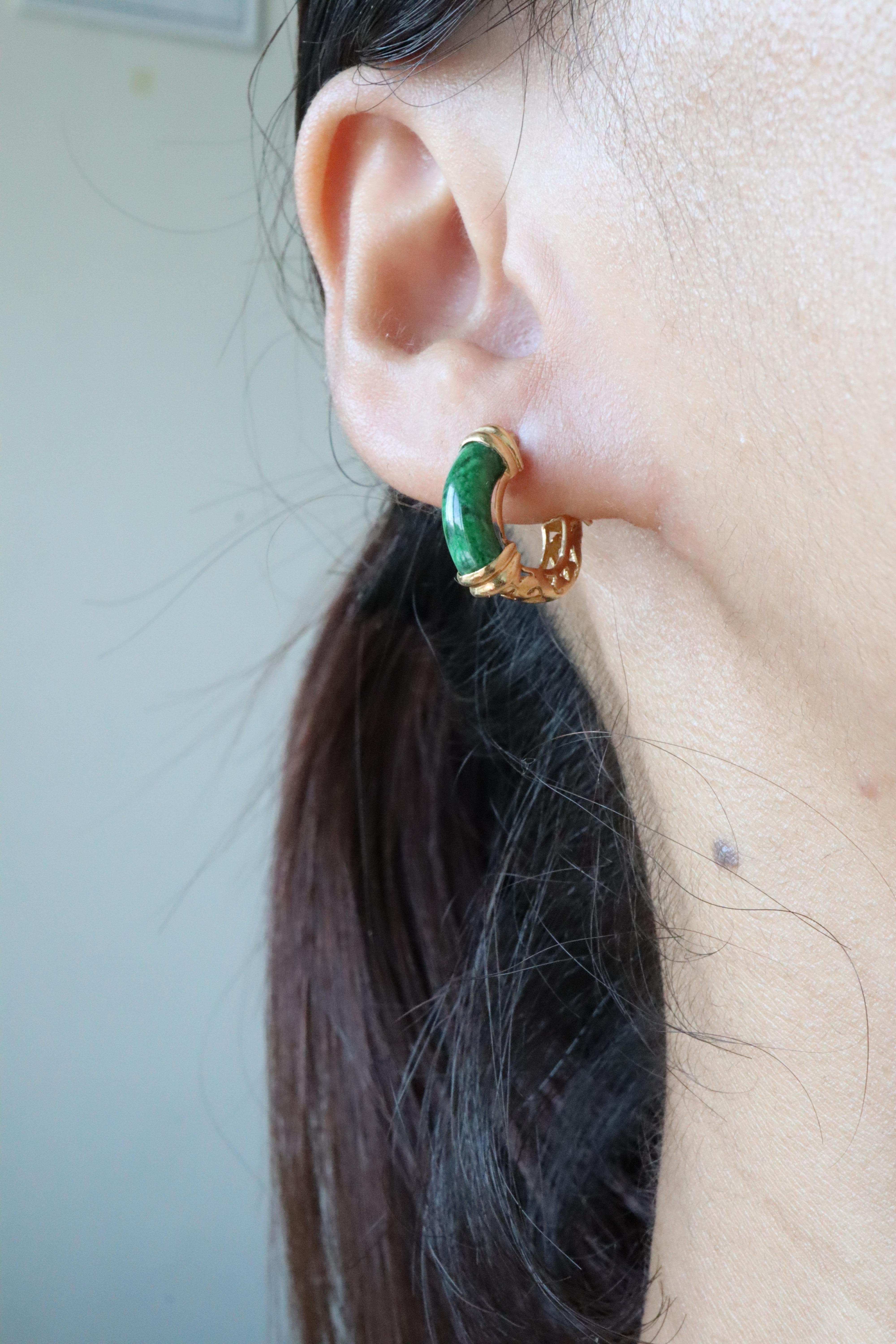 Certified Rare Natural Maw Sit-Sit Hoop Earrings in 14k Solid In New Condition For Sale In Singapore, SG