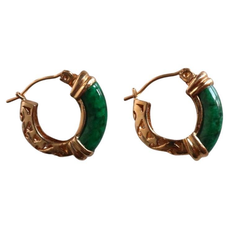 Certified Rare Natural Maw Sit-Sit Hoop Earrings in 14k Solid For Sale