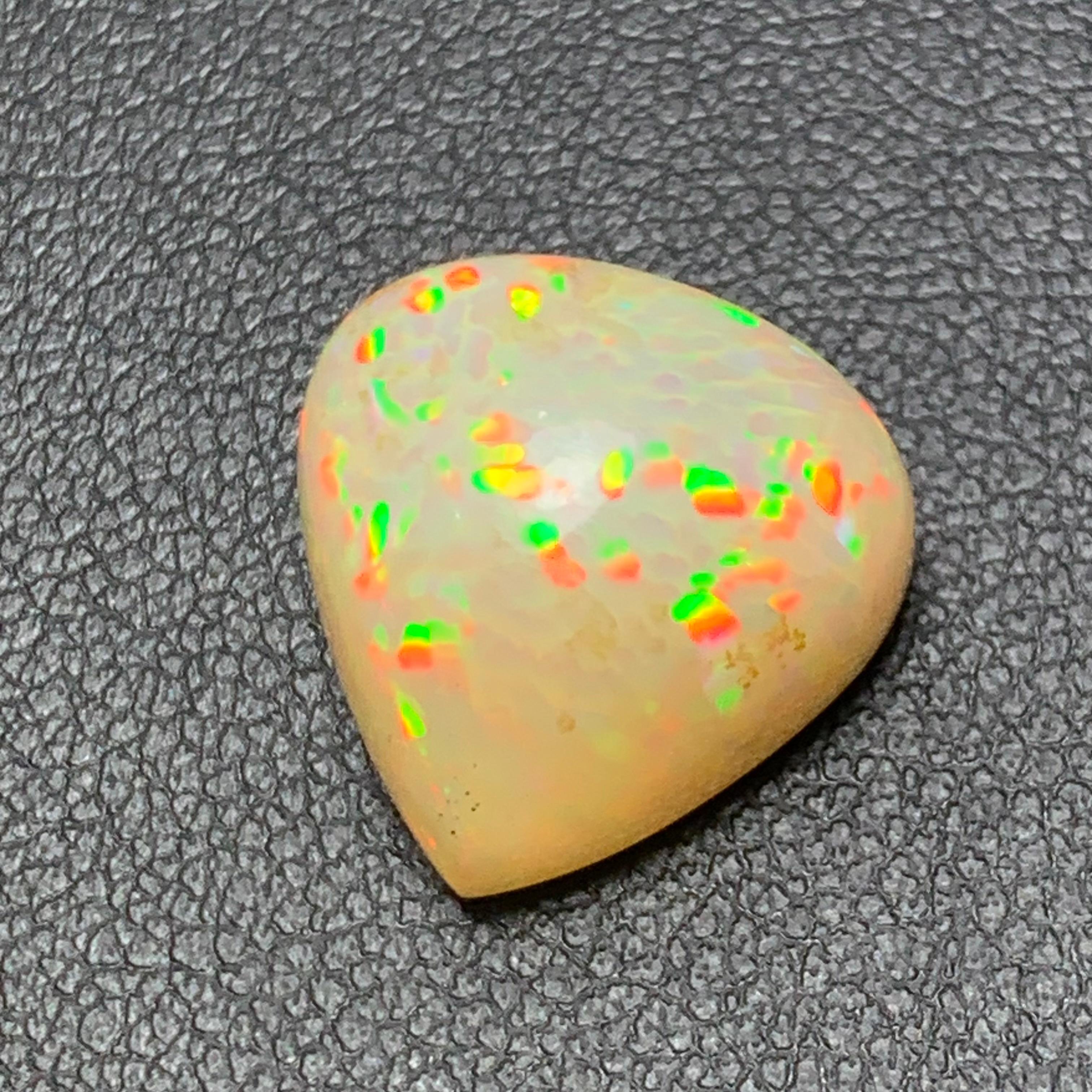 Rare Natural Opal Gemstone Cabochon 10.90 Ct Pear  Shape Full of Fire Color Play 4