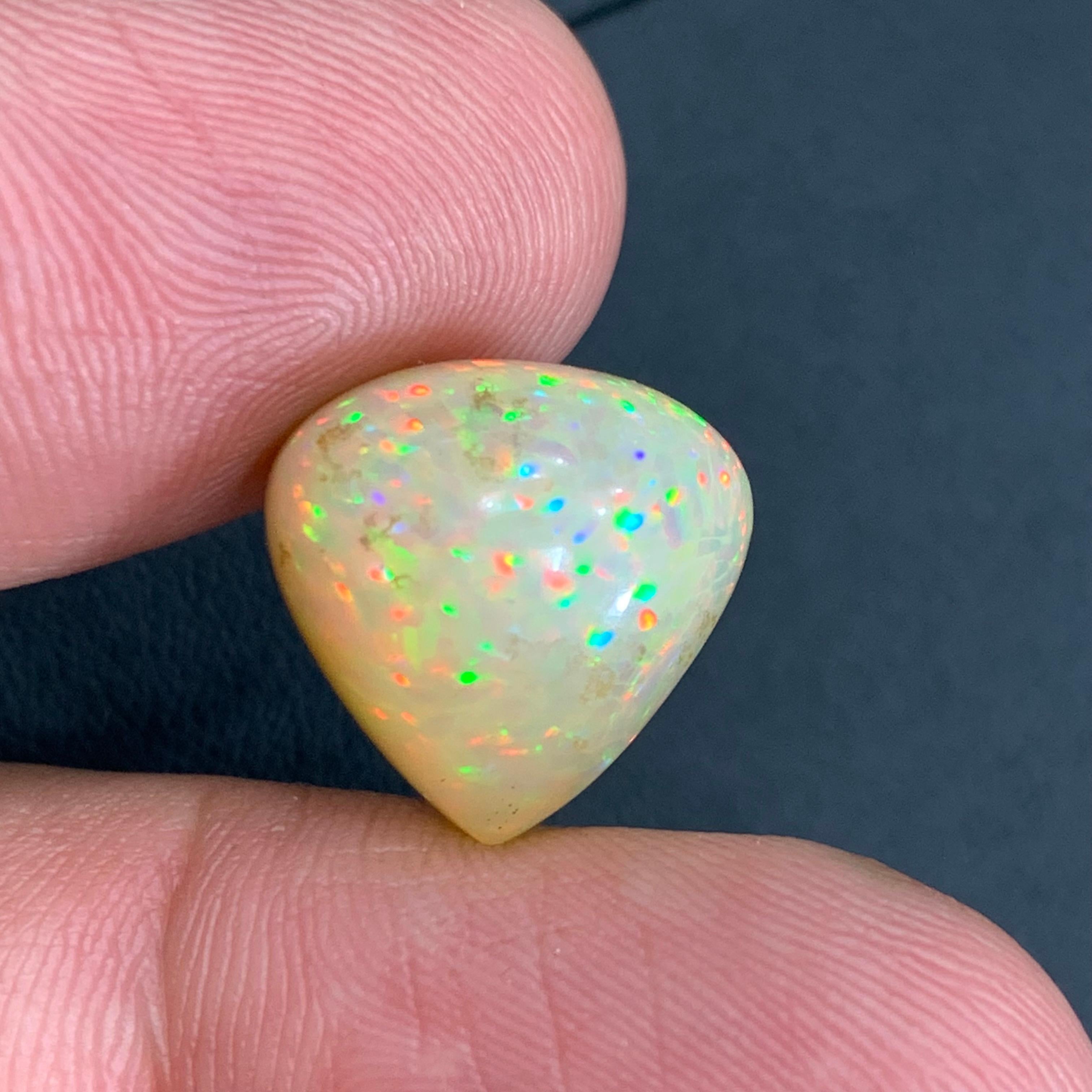 Rare Natural Opal Gemstone Cabochon 10.90 Ct Pear  Shape Full of Fire Color Play 5