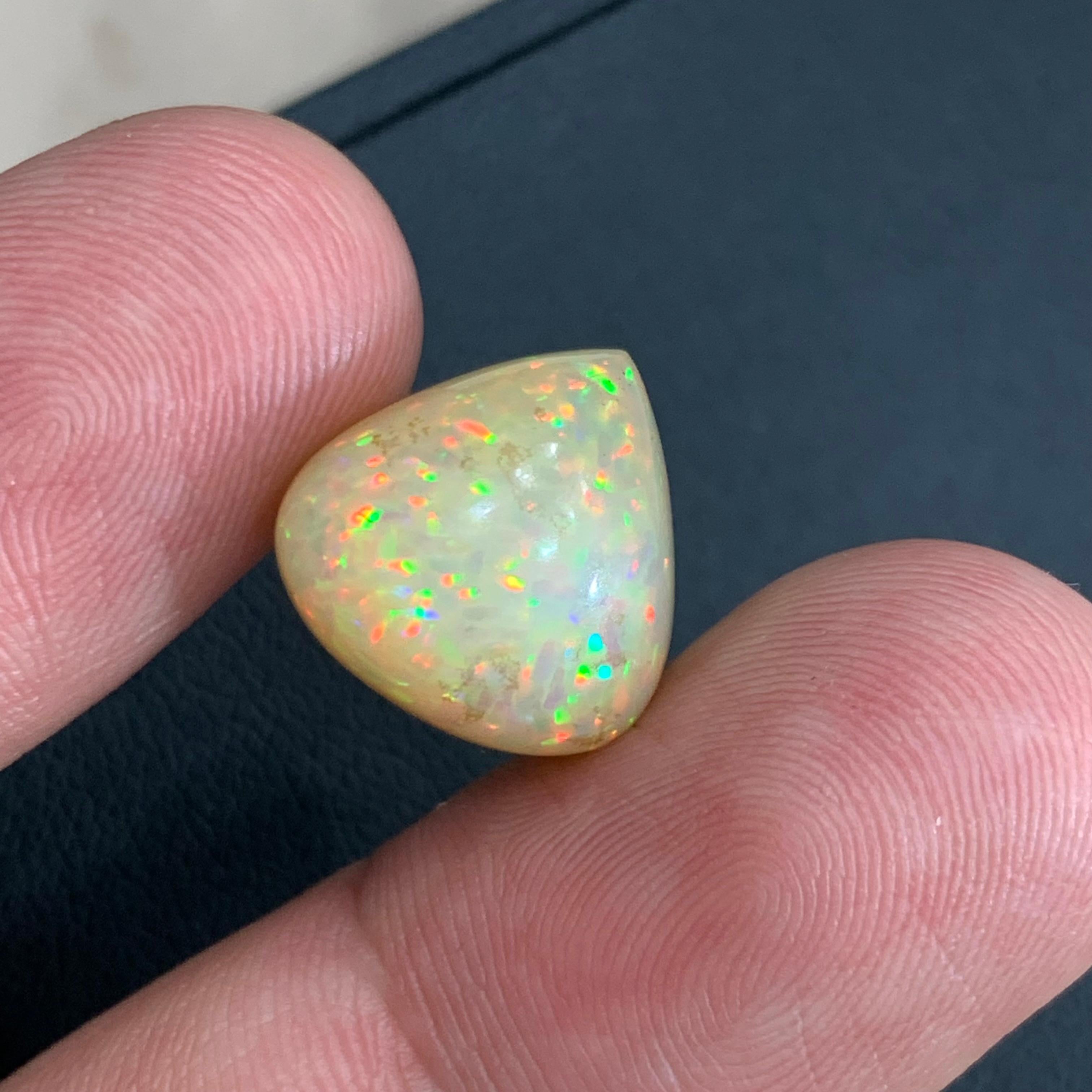 Women's or Men's Rare Natural Opal Gemstone Cabochon 10.90 Ct Pear  Shape Full of Fire Color Play