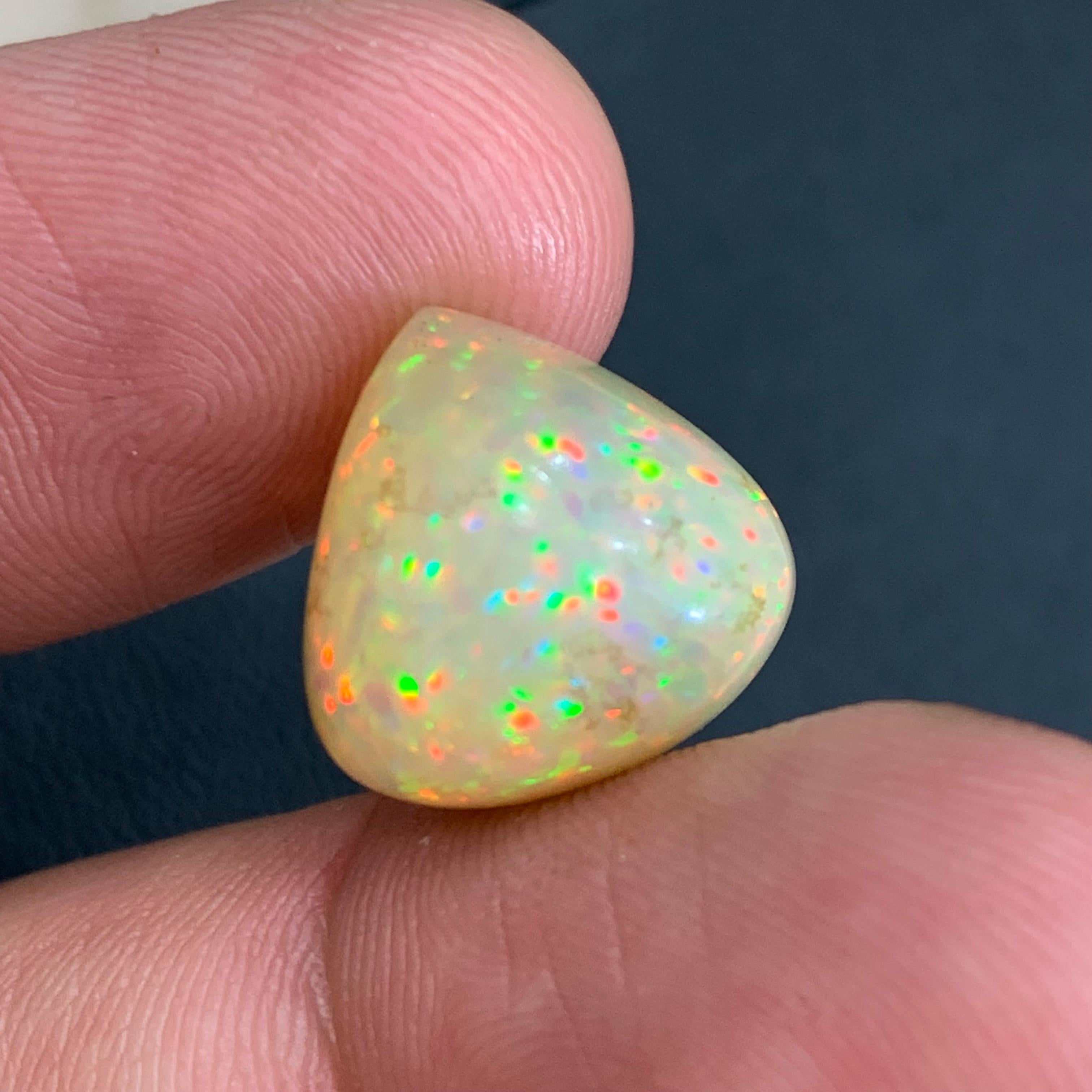 Rare Natural Opal Gemstone Cabochon 10.90 Ct Pear  Shape Full of Fire Color Play 1
