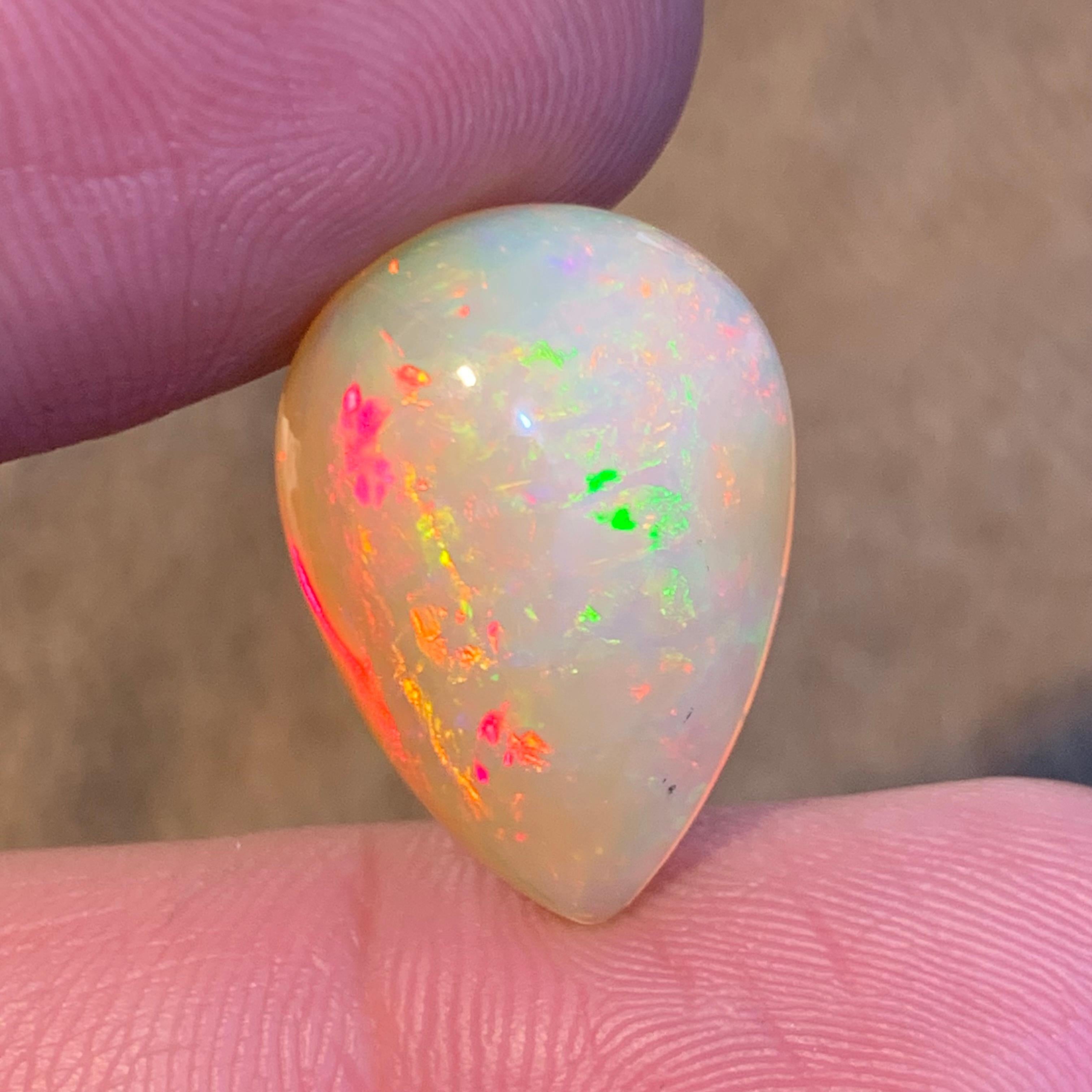 Pear Cut Rare Natural Opal Pear Shape with play of colors full of fire, 10.60Ct-Ethiopia 