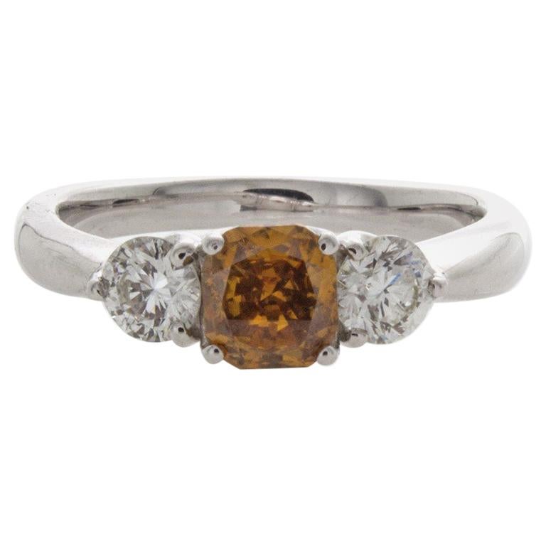 Rare Natural Orange Diamond Ring For Sale
