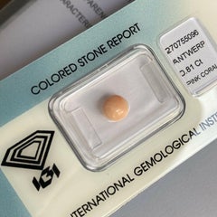 Rare Natural Orange Pink Untreated Coral 0.81ct Round Cabochon IGI Certified