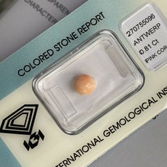 Rare Natural Orange Pink Untreated Coral 0.81ct Round Cabochon IGI Certified